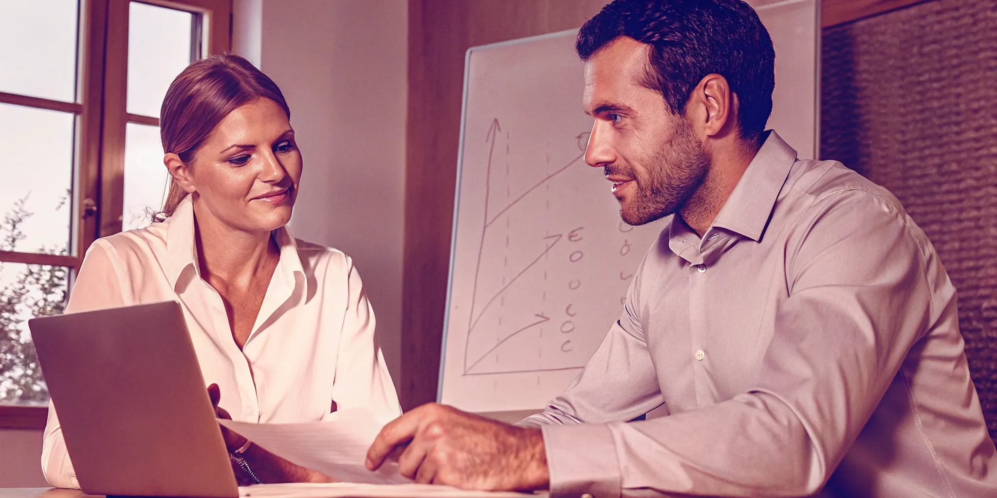 CEO evaluating executive coaching services with a leadership coach